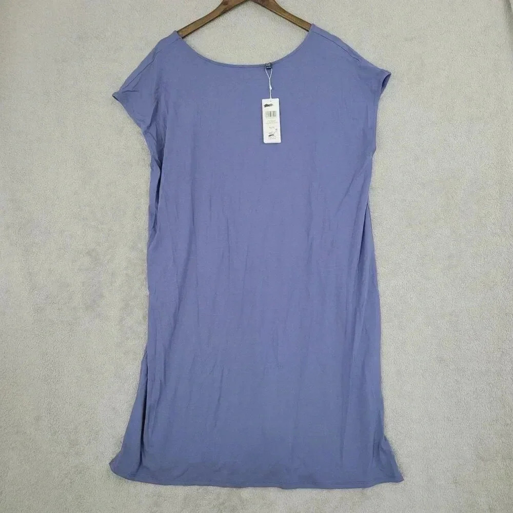 NWT Eileen Fisher Womens Bateau Neck Knee-Length Dress XL Cap Sleeve  7PT